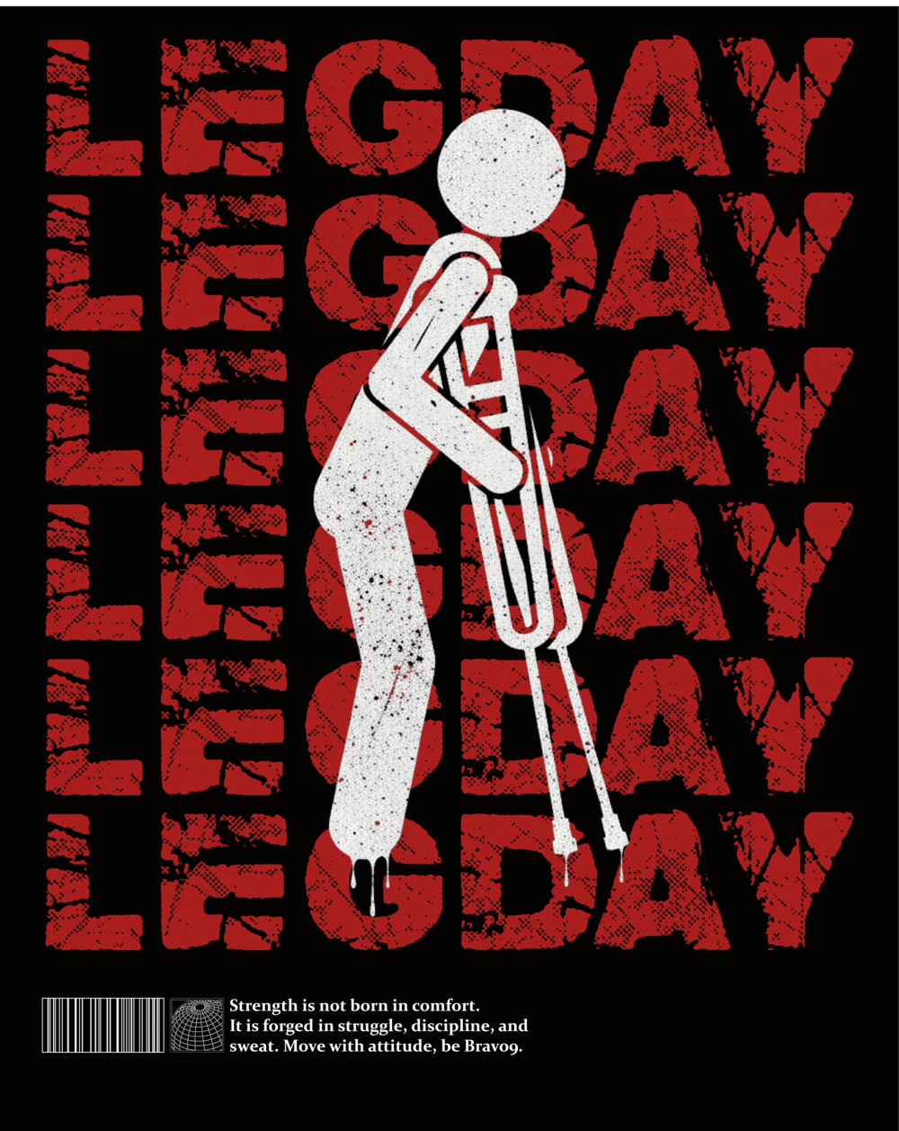 Camiseta Oversized Brav-04 Leg Day... Preta