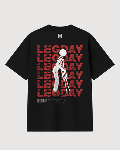 Camiseta Oversized Brav-04 Leg Day... Preta